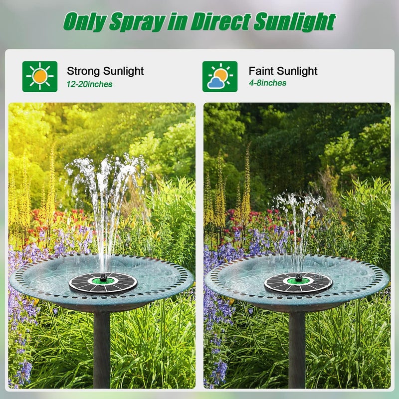 Yzert Solar Fountain for Bird Bath Glass - No Battery, 3.5W Solar Bird Bath Fountains Green Flower with 4 Fixed Rods & 7 Nozzles, Solar Powered Water Fountain for Bird Bath,Pond,Pool,Outdoor,Garden - Image 3